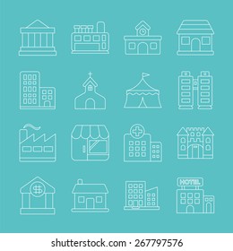 Building line icon set