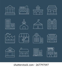 Building line icon set