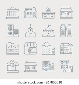 Building line icon set