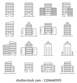 Building line icon set. Signs for infographic, logo, app development and website design.