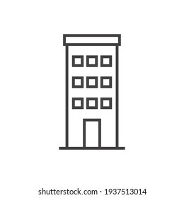 Building line icon. Simple outline style. Office, modern urban skyscraper, apartment, business, green home, house concept. Vector illustration isolated on white background. EPS 10.