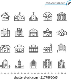 Building line icons. Editable stroke. Pixel perfect.