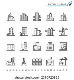 Building line icons. Editable stroke. Pixel perfect.