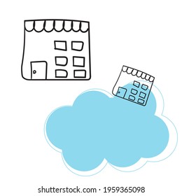Building Line Icons vector design black. Hand drawn house. Simple vector icon. Cartoon house line icon. Drawing houses, vector sketch.