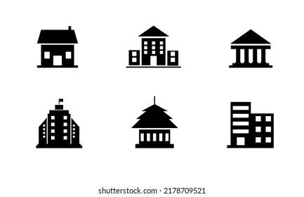 Building Line Icons vector design black and white