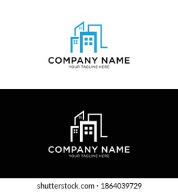 building line logo collection. real estate monogram concept design	