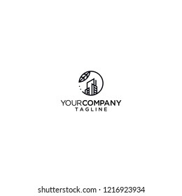 building line logo nature leaf vector illustration 
