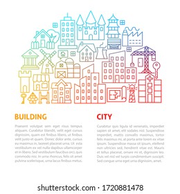 Building Line Template. Vector Illustration of Outline Design.