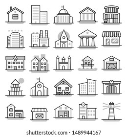 Building - line vector icon set