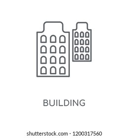 Building linear icon. Building concept stroke symbol design. Thin graphic elements vector illustration, outline pattern on a white background, eps 10.
