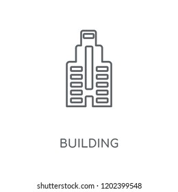 Building linear icon. Building concept stroke symbol design. Thin graphic elements vector illustration, outline pattern on a white background, eps 10.