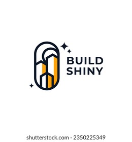 construcción con líneas estilo de diseño de logotipo para diseño de inmobiliaria y de logotipo de apartamentos 