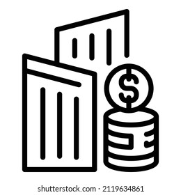 Building location finance icon outline vector. Money company. Work capital