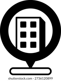 Building Location Icon on White Background