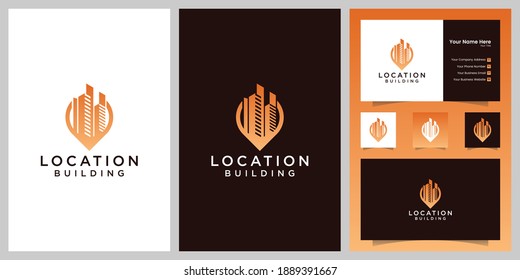 building and location logo design template and business card