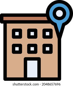 icono de color de línea vector de ubicación de construcción