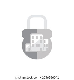 Building Lock Logo Icon Design