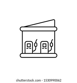 building, lock, petrol line icon on white background