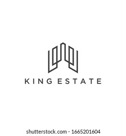 building logo with abstract crown design concept for real estate
