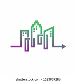 building logo with arrow design