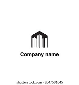 Building Logo Black Color Sky Scraper Real Estate Logo