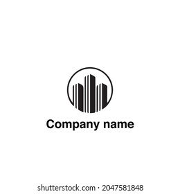 Building Logo Black Color Sky Scraper Real Estate Logo