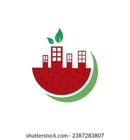  building  logo circle vector illustration watermelon