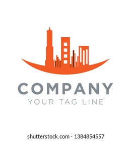 building logo in a circular basin