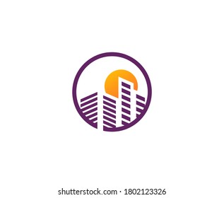 Icono del vector de la ciudad del logotipo de construcción 