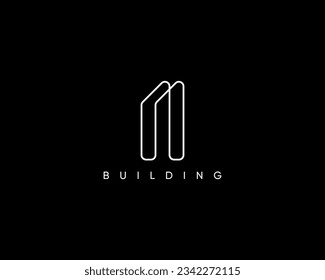Building logo. Cityscape, building, skyscraper, architecture, real estate, structure logo design concept.