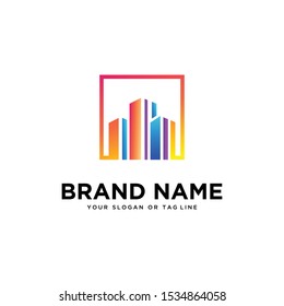 Building logo colorful vector art