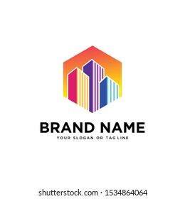 Building logo colorful vector art