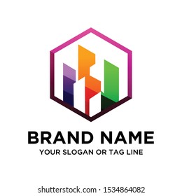 Building logo colorful vector art