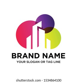 Building logo colorful vector art