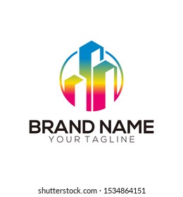 Building logo colorful vector art