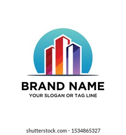 Building logo colorful vector art