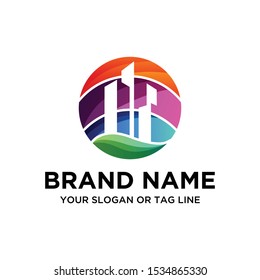 Building logo colorful vector art