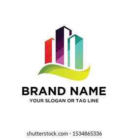 Building logo colorful vector art