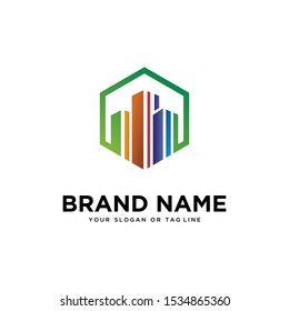 Building logo colorful vector art