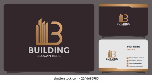 building logo combination of letter B and branding card