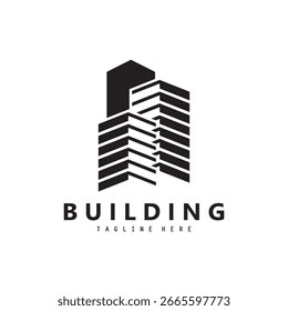 Concepto de logotipo de edificio, A la construcción, arquitectura, departamento, empresa, corporativo, Vector. 