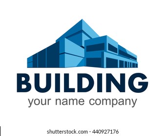 Building Logo. Construction Company.  Logo Design With Commercial Building. Business Concept.