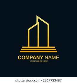 Building logo for construction company, print with modern concept Premium Vector. Building project logo.