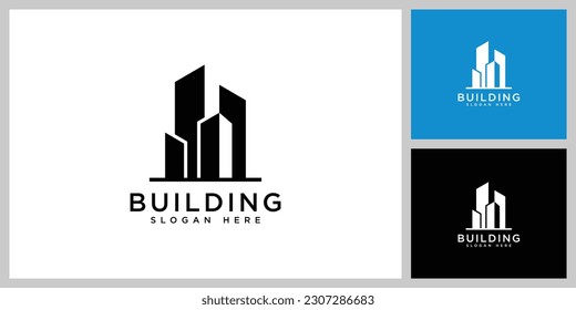 Building logo for construction company, printing with modern concept Premium Vector