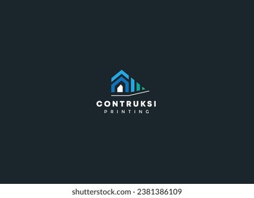 Building logo for construction company, printing with modern concept Premium Vector