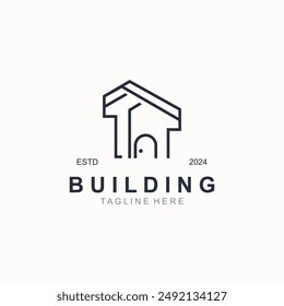 Building logo construction modern real estate symbol for architecture house and property design