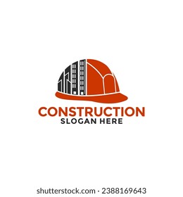 Building logo, construction working logo industry concept., Hat construction logo vector template