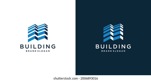Building logo with creative abstract style Premium Vector