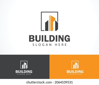 Logo de la construcción del perfil creativo de la ciudad, perfil de la construcción del negocio