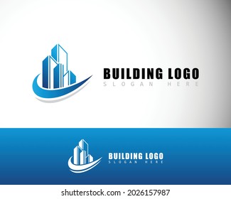 Building logo creative design skyline city real estate color gradient modern